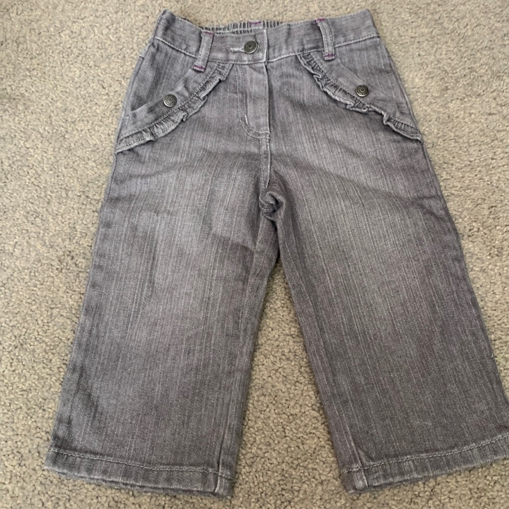 Janie and Jack Girls grey jeans 12 to 18 Months